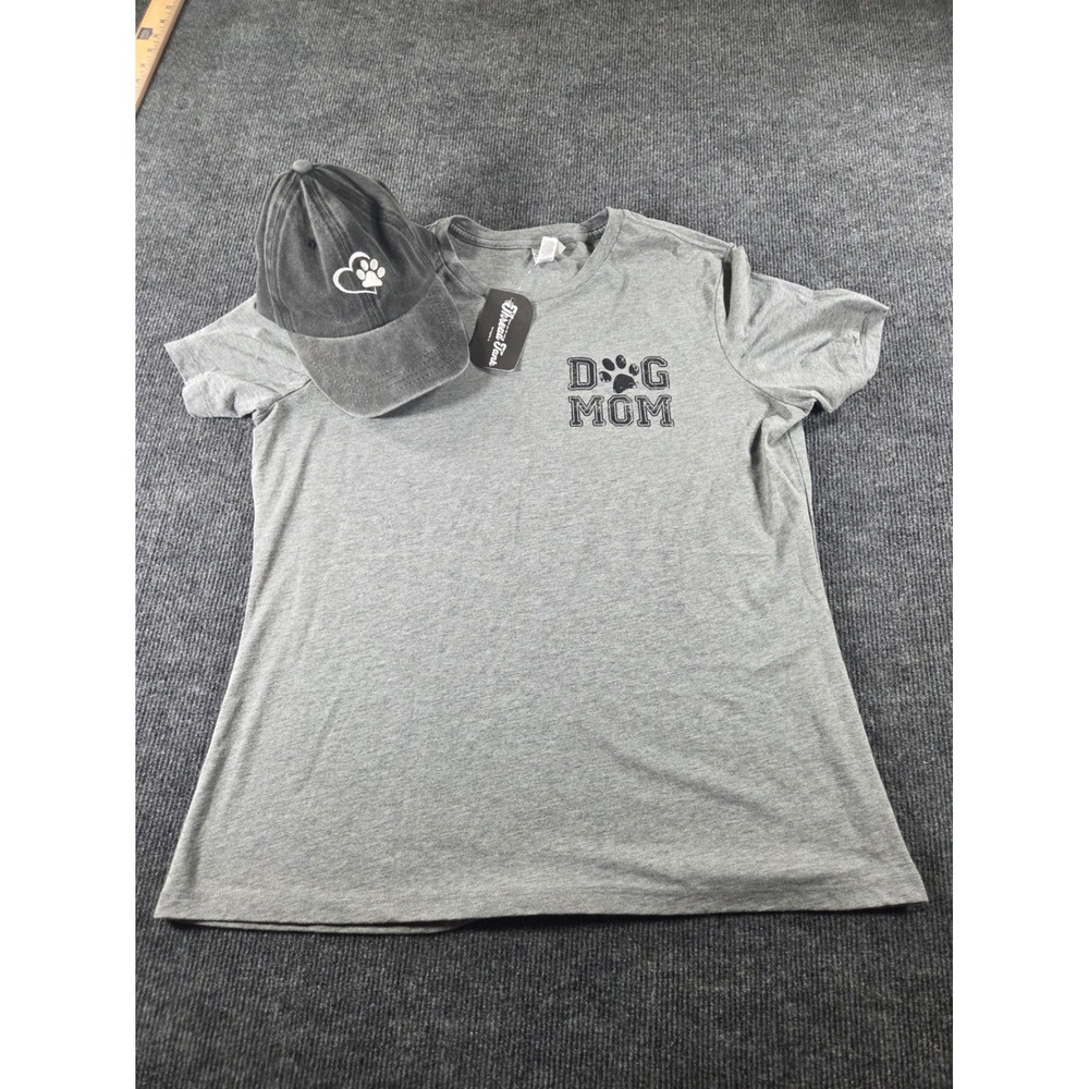 Thread‎ Tank Dog Mom Gray T-Shirt Large and Embroidered Paw Print Hat Bundle NEW